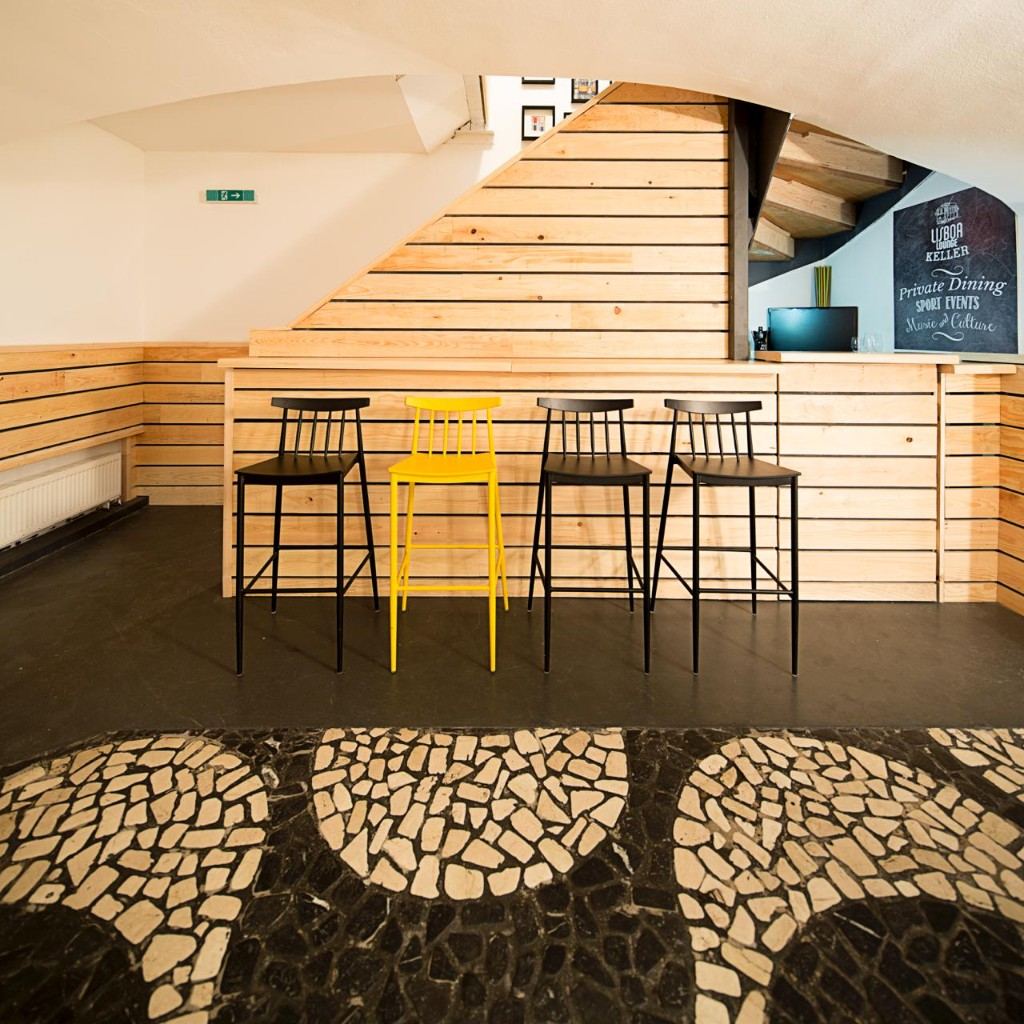 The Keller and its calçada stone floor